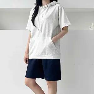 후드반팔티 트레이닝복 캐주얼 데일리 여자 여름 상의