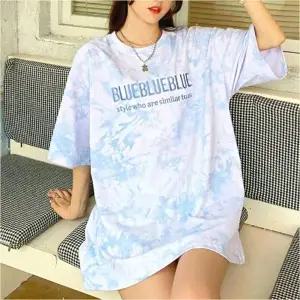 오버핏 박시한 프린팅 자수 여자 여름 반팔티셔츠 나염