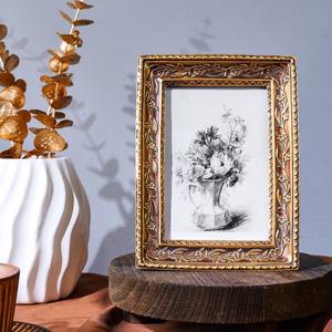 1PC, 수지 프레임 복고풍 골드 사진 황금 따뜻한 홈 데스크탑 장식