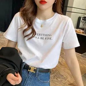 레터링 여름 프린팅 라운드 3색 반팔티 여성 캐주얼 티셔츠