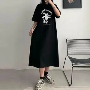 여름 오버핏 캐주얼 데일리룩 프린팅 여성 반팔 원피스