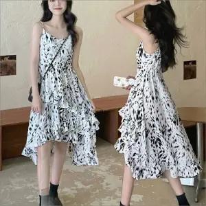 앞뒤언발 여성 민소매 여름원피스 끈나시 프릴 패턴