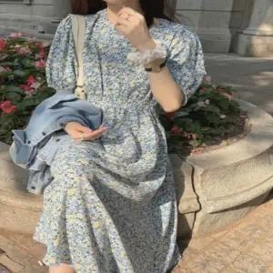 미니 원피스 여성 여름 데이트룩 쉬폰 반팔 플라워