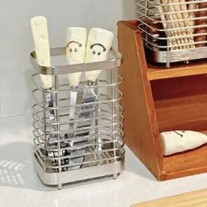 ( )물빠짐 스텐 수저통 사각 주방 정리함