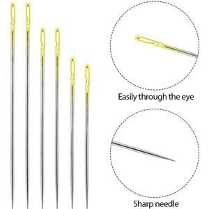 12/36개 블라인드 재봉 바늘 노인용 스테인리스 스틸 빠른 자동 자가입사 스티칭 핀 펀치 니들 스레더