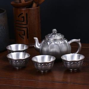 2026년  S999 순은 99.9% 찻주전자 수제 연꽃 차 은제 세트 쿵푸 예식 가정용 선물