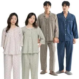 메이플라워 여성잠옷 남성잠옷 7부 긴팔 순면 빅사이즈 파자마 홈웨어 실내복 세트 원피스