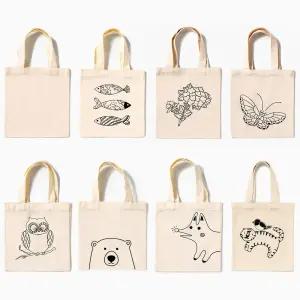 민화 미니 에코백 만들기 꾸미기 무지 천 가방 패브릭 가방