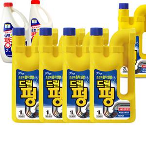 피죤 드릴펑 1L 4개 펑크린 배수구/배수관세정제 뚫어뻥 뚜러뻥 머리카락녹이는 욕실청소