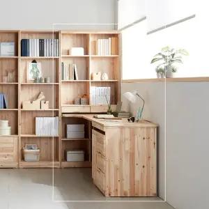 삼나무 원목 h형 책상 책장 세트 DF912079