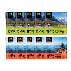 이지밥 핫앤쿡 쇠고기비빔밥 5개+라면애밥 짬뽕맛 5개 세트 비화식 발열도시락 전투식량 간편식