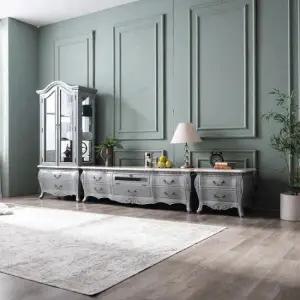 [무료배송] 빈티지 엔틱 이사벨 그레이 양문장식장 세트