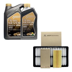 올뉴카니발 디젤 엔진오일 에스오일 세븐골드 5W30 7리터 순정 필터 세트