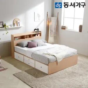 동서가구 비드가 퀸 Q 수납헤드 깊은서랍 침대+편백황토숯 9존독립 매트리스 DF643321