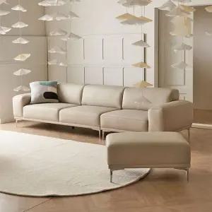 브릭 4인 이태리 통가죽 소파 스툴포함