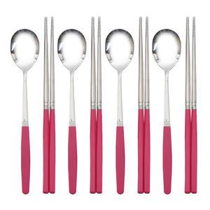 픽미 컬러 수저세트 (숟가락, 4개 + 젓가락, 4개) 베이직 핫핑크(HP)