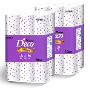 퍼플내추럴데코25M3겹30롤x2팩(60롤)천연펄프/화장지/휴지/두루마리