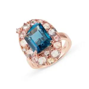 14k 블루밍 런던블루토파즈 사파이어 반지총 8CT