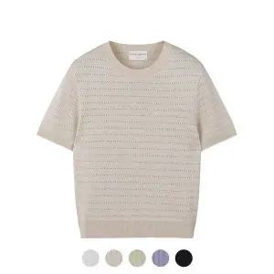 [폴햄] 여성 펀칭 라운드넥 반팔 니트_PHE2ER2090