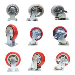 캐스터 적색 PVC 4인치 경량 소형 우레탄 바퀴 구루마 구르마 카트 엘카 휠 회전 브레이크 고정