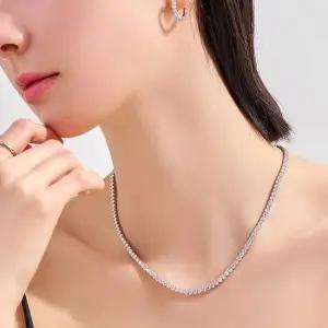 18k 모이사나이트 1부 4프롱 테니스 목걸이_45cm