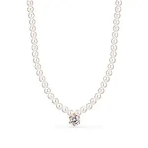 14k 모이사나이트 캐럿 스와진주 비드 목걸이 4mm)_1CT