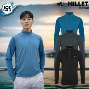 [밀레] 기능성 봄 여름 남성 남자 하이브리드 집업 티셔츠 작업복 등산복_CA