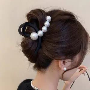 [오아즈]여성 진주 포인트 블랙 헤어핀_P380353351