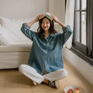 [JUST BETTER] 워시드 베러자수 데님셔츠