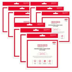 키니비니(KINI BINI) 신생아용 낱개 포장 순면 위생면봉 100개입, 총 9개