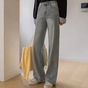 꿀스판 사선절개 스판 와이드진