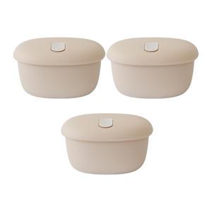 리브야 실리콘 스팀홀용기, 베이지, 350ml, 3개