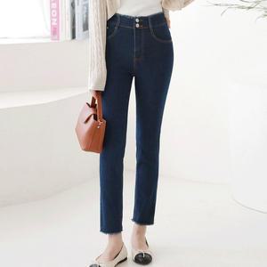 [까르죠아] 투버튼 태슬 스키니팬츠 슬림핏 여성청바지 여자 봄 여름 빅사이즈 스판 밴딩