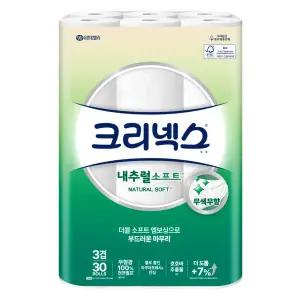 크리넥스 3겹 내추럴 소프트 화장지 30m*30롤