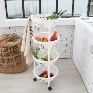 [보노하우스]코지 바스켓 타워 4단 발판형 바퀴형 간식 과일 야채 보관함