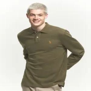 헤지스 남성 24FW [반값세일][스테디셀러] 카키 멜란지 면혼방 긴팔카라티셔츠 WHTS4D431K2