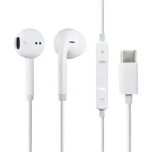 펭카버즈 C타입 유선 이어폰 W1004-C 고음질 Hi-Fi 사운드 오픈형 초경량 3버튼 리모컨 마이크 게임·영상·수업용 갤럭시·아이폰 호환