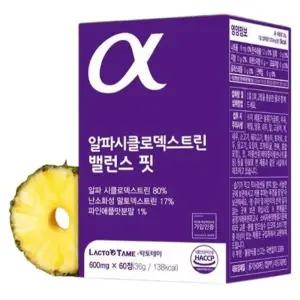 알파CD 알파시클로덱스트린 밸런스 핏 난소화성 지방흡착 식이섬유 파인애플맛 60정