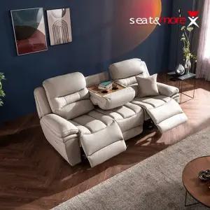 [CJ최저가]클라우드 전동 3인 홈바 All천연통가죽 리클라이너 소파