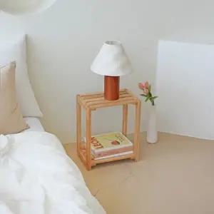 [에코상사] 고무나무 원목 틈새 선반장 2단 내츄럴 소