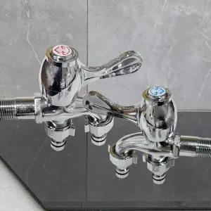 두갈래 세탁기수도꼭지 양갈래 커플링 냉온수세트 SG/수도꼭지카플링/수도꼭지핸들/베란다수전/수전분배기