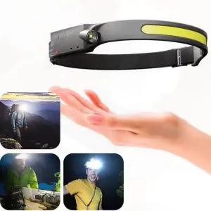 센서 헤드 랜턴 LED COB 와이드 헤드라이트 야간 조명 등산