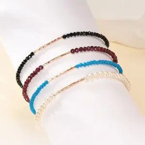 갤러리아 [비앤비골드] 14K 골드 라운딩 커브 파이프 원석 팔찌 모음 4종