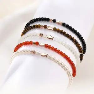 갤러리아 [비앤비골드] 14K 행운 물고기 골드볼 원석 소원 팔찌 모음 5종