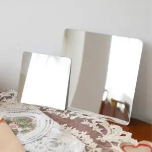 벽장식 소품 부착 접착 아크릴 안전한 미러 사각 미니 거울 2개