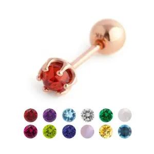 갤러리아 [비앤비골드] 14K 볼륨컷 탄생석 3mm 피어싱 귀걸이 한쪽 모음 12종