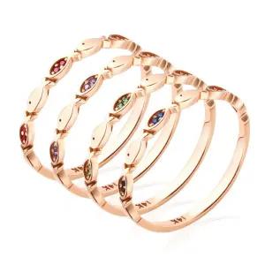 갤러리아 [비앤비골드] 18K 큐티 물고기 행운 탄생석 0.9mm 스톤 반지 모음 12