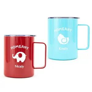 홈애니 스텐 머그컵 420ml, 레드 + 스카이블루, 각 1개