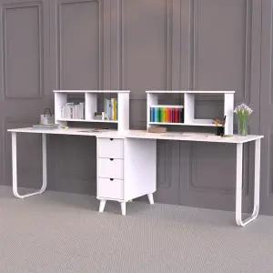 [우아미가구]마빈 서랍 책상 2인용 세트 1200