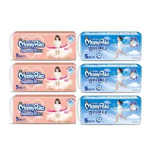마미포코 슈퍼컴포트팬티 여아용 특대형 36개입, 3개 + 썸머팬티 여아용 5단계 특대형 40개입, 3개